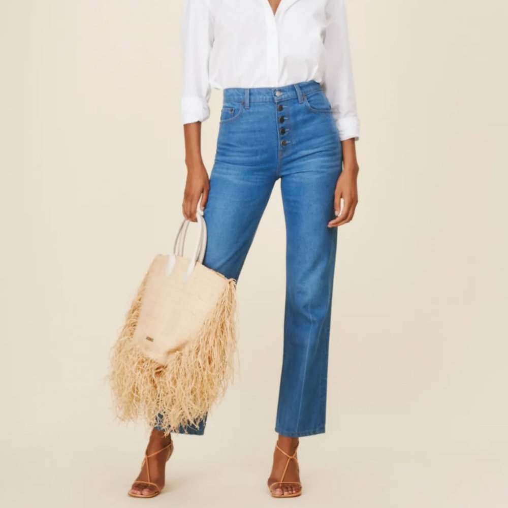 Reformation Cynthia Button Fly High Rise Straight